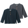 2 Baby Langarmshirts aus Waffel-Piqué