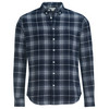 Herren Flanell-Hemd in Regular Fit dunkelblau / weiss