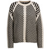 Dames gebreide trui met streeppatroon zwart / beige