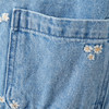 Meisjesjeansjack met bloemenstiksel