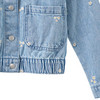 Meisjesjeansjack met bloemenstiksel