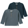 2 Baby Langarmshirts aus Waffel-Piqué