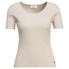 Damen Kurzarm-Strickpullover mit Rippstruktur