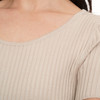 Damen Kurzarm-Strickpullover mit Rippstruktur