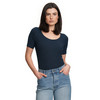 Damen Kurzarm-Strickpullover mit Rippstruktur