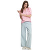 Damen Musselin-Bluse mit Palmen-Stickerei
