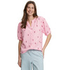 Damen Musselin-Bluse mit Palmen-Stickerei