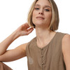 Damen Leinen-Blusentop mit Knopfleiste