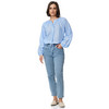 Damen Leinen-Bluse mit Tunnelzug