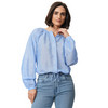 Damen Leinen-Bluse mit Tunnelzug