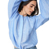 Damen Leinen-Bluse mit Tunnelzug