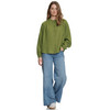 Damen Leinen-Bluse unifarben