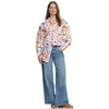 Damen Leinen-Bluse mit Allover-Print