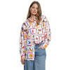 Damen Leinen-Bluse mit Allover-Print