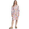 Damen Leinen-Kleid mit Allover-Print