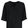 Damen Leinen-Longbluse mit V-Ausschnitt