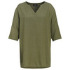 Damen Leinen-Longbluse mit V-Ausschnitt