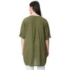 Damen Leinen-Longbluse mit V-Ausschnitt