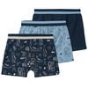 3 Jungen Boxer mit Fußball-Motiven dunkelblau / hellblau