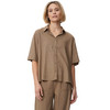 Damen Leinen-Bluse mit Hemdkragen