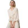 Damen Leinen-Bluse mit Knopfleiste