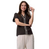 Damen Leinen-Bluse mit Zierknöpfen