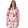 Damen Leinen-Bluse mit Blumen-Print