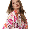 Damen Leinen-Bluse mit Blumen-Print