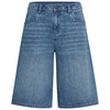 Damen Bermuda-Jeansshorts mit Used-Waschung