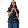 Damen Musselin-Bluse mit Herz-Stickerei