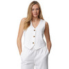Damen Leinen-Weste mit Knopfleiste
