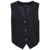 Damen Leinen-Weste mit Knopfleiste