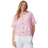 Damen Leinen-Bluse mit Spitze