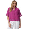 Damen Leinen-Bluse mit Spitze