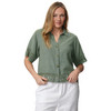 Damen Leinen-Bluse mit Spitze