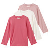 3 Mädchen Langarmshirts in Unifarben pink / rosa / weiss