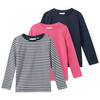 3 Mädchen Langarmshirts im Set dunkelblau / pink