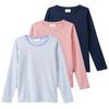 3 Mädchen Langarmshirts im Set hellblau / dunkelblau / rosa