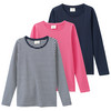 3 Mädchen Langarmshirts im Set dunkelblau / pink