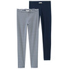 2 Mädchen Leggings mit Bio-Baumwolle dunkelblau / weiss