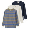 3 Jungen Langarmshirts im Basic-Look oliv