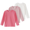 3 Baby Langarmshirts in Unifarben pink / rosa / weiss