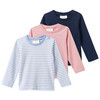 3 Baby Langarmshirts im Set hellblau / dunkelblau / rosa
