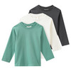 3 Baby Langarmshirts im Basic-Look dunkelgrün / creme / dunkelgrau