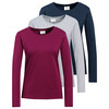 3 Damen Langarmshirts in Unifarben