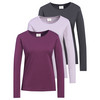 3 Damen Langarmshirts in Unifarben helllila / dunkelgrau / lila