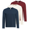 3 Herren Langarmshirts im Basic-Look dunkelblau / creme / dunkelrosa