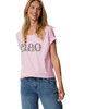 Dames-T-shirt met overslagmouwen