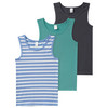 3 Jungen Unterhemden mit Bio-Baumwolle blau / dunkelgrün / dunkelgrau