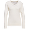 Damen Feinstrickpullover V-Ausschnitt cremeweiss
